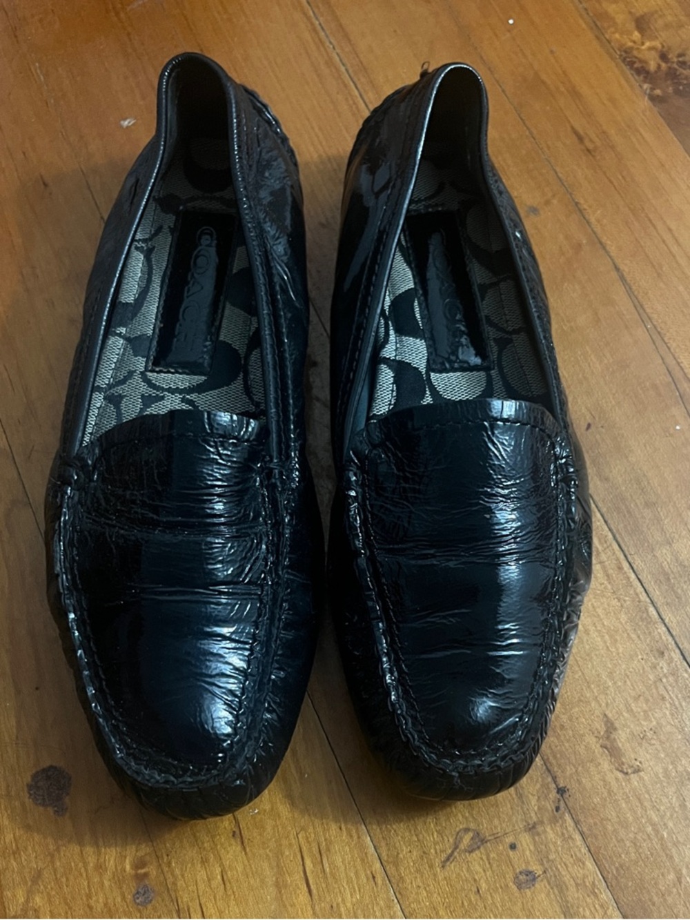 Coach Black Patent Leather Slip-On Loafers